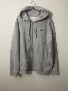 Lacoste Light Gray Full-Zip Hooded Sweatshirt